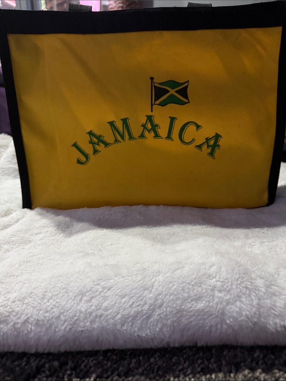 Jamaica Yellow Tote Bag with Flag Graphic